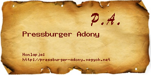 Pressburger Adony névjegykártya